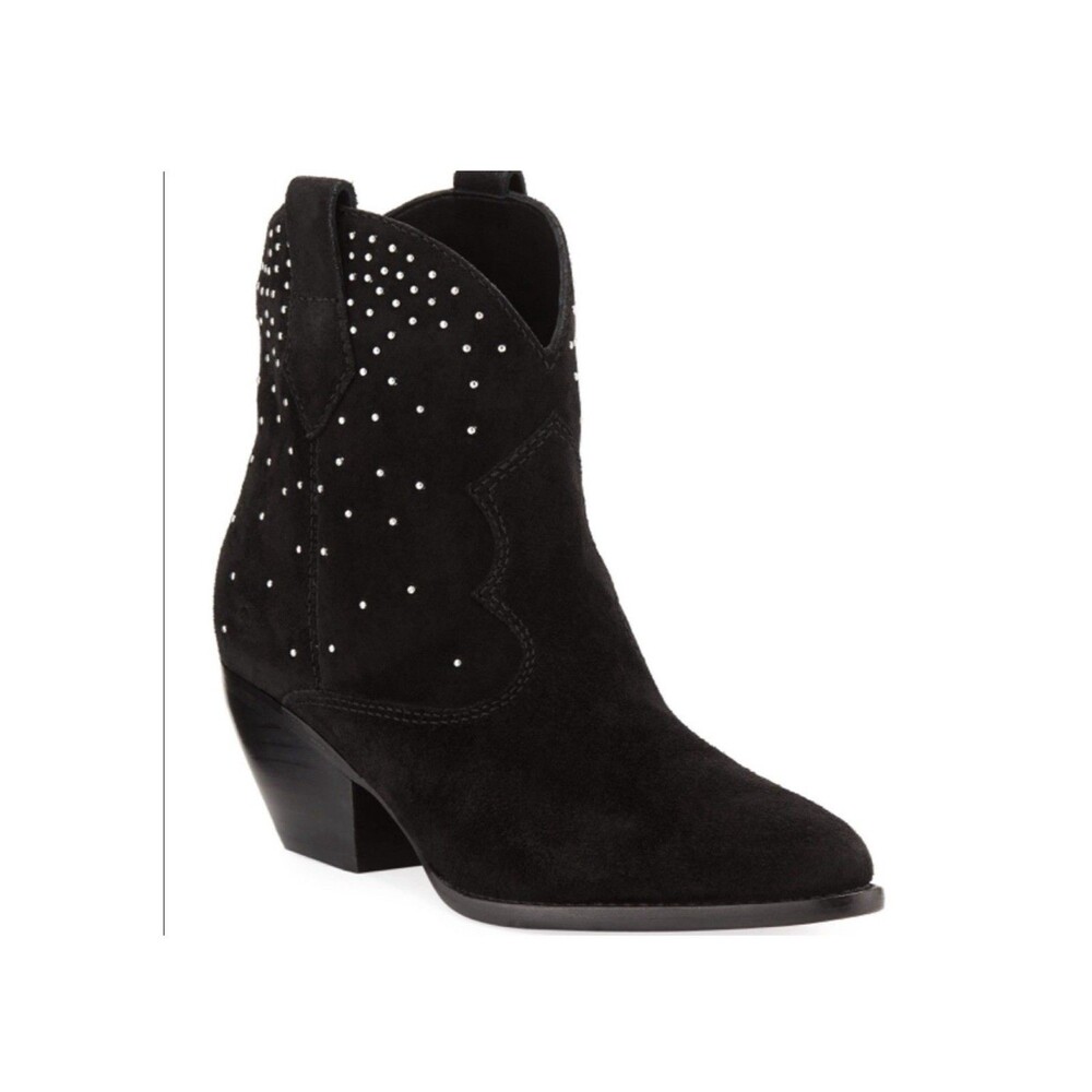 Sigerson Morrison Black Leather Suede Stud Ankle Booties sz 37 motto boots